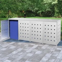 Tilbehør Til Affaldshåndtering>Affaldsspandsskjulere - Living firdobbelt skraldespandsskur 240 l rustfrit stål