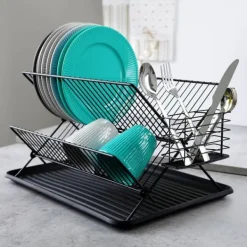 Afløbsskål til tallerkener, bestik, tallerkener, to niveauer, to-lags, stående Online