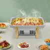 Alt-i-én Buffet Chafing Dish - Madvarmer - Rustfrit Stål - Låg - Justerbar Varmekontrol - Sort New