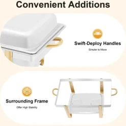 Alt-i-én Buffet Chafing Dish - Madvarmer - Rustfrit Stål - Låg - Justerbar Varmekontrol - Sort New