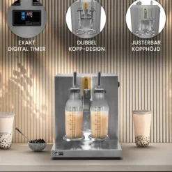 Drikkevareautomater>Automatisk Bubble Tea Shaker & 2 700ml Shaker Krus Rustfrit stål 350ml - 1000ml Timer 6 - 120 sekunder Drikkemixer Bubble Boba Milk Cocktail