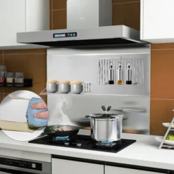 Bagplade til emhætte 36 x 33,9 tommer i rustfrit stål med hylde. Hold din køkkenvæg pæn med denne stilfulde stænkplade. New