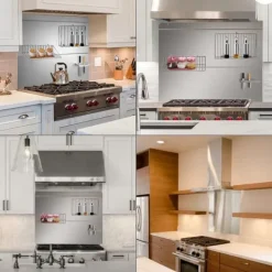 Bagplade til emhætte 36 x 33,9 tommer i rustfrit stål med hylde. Hold din køkkenvæg pæn med denne stilfulde stænkplade. New