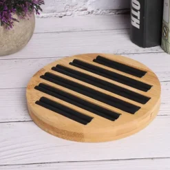 Bambus runde ringe holder bakke viser plade smykker organizer display til butik butik
