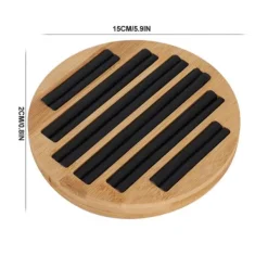 Bambus runde ringe holder bakke viser plade smykker organizer display til butik butik