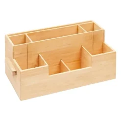 Bambusorganisator med 10 rum til skrivebordskosmetik, krydderier og bestik Online