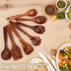 Bambusredskaber i sæt med 6 - Bambus træskeer New