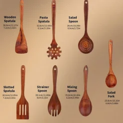 Bambusredskaber i sæt med 6 - Bambus træskeer New