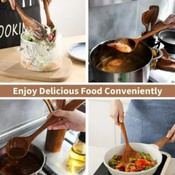 Bambusredskaber i sæt med 6 - Bambus træskeer New