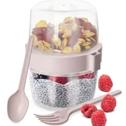 Beholdere Til Mad & Drikkevarer>Beholder yoghurtkop med ske madkasse 370 ml