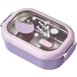 Beholdere Til Mad & Drikkevarer>Bento Madkasse Bærbar Sikker Lækagesikker Opdelt Termisk Madkasse i rustfrit stål til studerende Skolekontor Lilla
