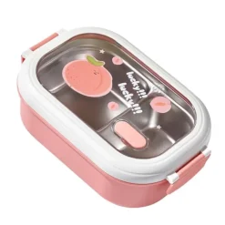 Beholdere Til Mad & Drikkevarer>Bento Madkasse Bærbar Sikker Lækagesikker Opdelt Rustfrit Stål Termisk Madkasse til Studerende Skole Kontor Lyserød