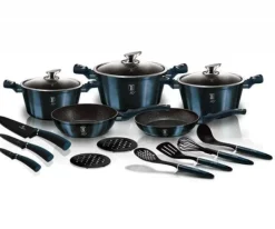 Køkkenudstyrssæt>BERLINGER HAUS BH-6164 AKVAMARI GRANITGRYDER SÆT 17 ELEMENTER.