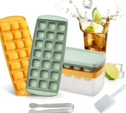 Isforme>BEWOS isbakker med låg 4 silikone isbakker med æske