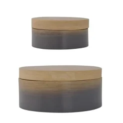 Bloomingville Förvaringsburkar 2st Bambu Hot