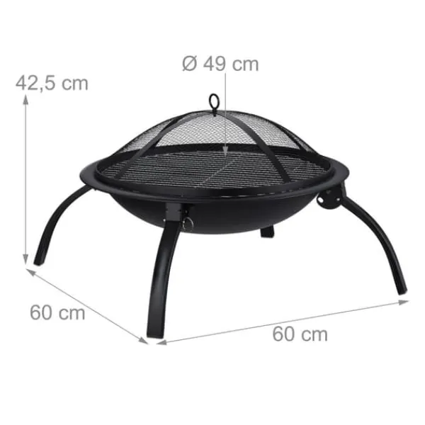 Griller>Bålsted, 42,5x60x60 cm, Sort