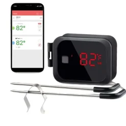 Køkkentermometre>Bluetooth Kødtermometer, Dobbelt Prober, Temperatur Alarm,Som billede