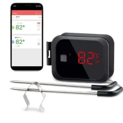 Køkkentermometre>Bluetooth Kødtermometer, Dobbelt Prober, Temperatur Alarm,Som billede