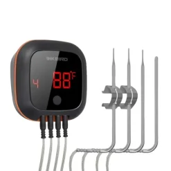 Køkkentermometre>Bluetooth madtermometer, op til 6 prober, 100 meter trådløs rækkevidde,4X med 4 sensorer