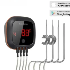 Køkkentermometre>Bluetooth madtermometer, op til 6 prober, 100 meter trådløs rækkevidde,4X med 4 sensorer