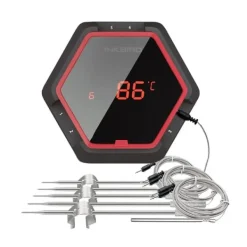 Køkkentermometre>Bluetooth madtermometer, op til 6 prober, 100 meter trådløs rækkevidde,6XS Rød 6 sensor