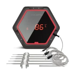 Køkkentermometre>Bluetooth madtermometer, op til 6 prober, 100 meter trådløs rækkevidde,6XS Rød 6 sensor