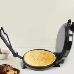 BM-926 elektrisk pandekage-/tortillapresse, 1200 W, 220 V, sort, til fladbrød, naan og omeletter Best