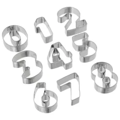 Udstikkere>BOGSTAVER OG TAL FORM KAGEUDSLUTNINGER, metal, sølv