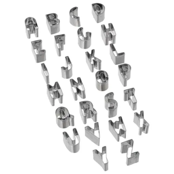 Udstikkere>BOGSTAVER OG TAL FORM KAGEUDSLUTNINGER, metal, sølv