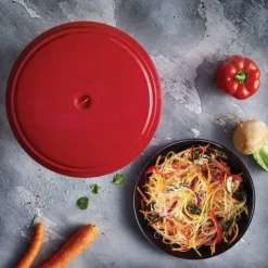 Køkkenudstyrssæt>Borner Cheesemaker & Multimaker med frisk låg, sigte salatskål serveringsskål, lav din egen flødeost hjemme rød