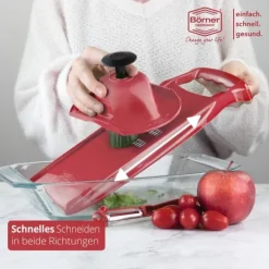 Borner Original Roko Powerline - grøntsags- og frugtskærer til fine strimler Julienne strimler sæt med frugtholder Hot