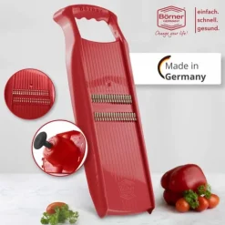 Borner Original Roko Powerline - grøntsags- og frugtskærer til fine strimler Julienne strimler sæt med frugtholder Hot