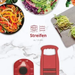 Borner Original Roko Powerline - grøntsags- og frugtskærer til fine strimler Julienne strimler sæt med frugtholder Hot