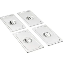 Tilbehør Til Madopbevaring>Bradepandelåg til GN 1/3 rustfrit stål - 4 stk. | Farve: Stål | Størrelse: Standard