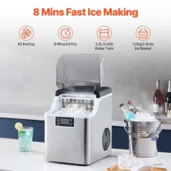 Bærbar ismaskine til bordplade, 45Lbs/24H, selvrensende med øsekurv, kompakt design, nem at bruge og rengøre Clearance
