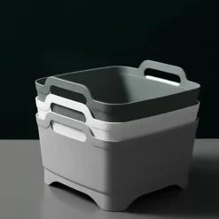 Bærbar Opvaskebalje med Håndtag Pakke med 2 stk. - Grå Sale