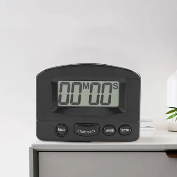 Æggeure>Bærbart Digitalt Ur Nedtællingsur Stort LCD-Skærm Køkkenbrug (Sort