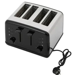 Brødristere, Raclettegrills Og Sandwichtoastere>Brødrister, 4 skiver kapacitet, justerbare ristningsindstillinger,sort