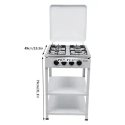 4-Brænder Gasblus, Rustfrit Stål, Bærbart Design, Vindskærm,HVID Best