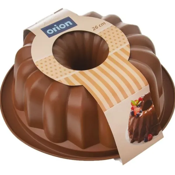 Bagning>Brun silikone kageform med skorsten SILLINIE 26 cm