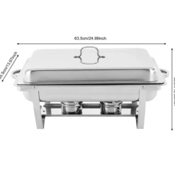 Buffetvarmer, chafing dish med 3 rum, kapacitet over 5 L, 410 rustfrit stål, bærbar til fest Sale