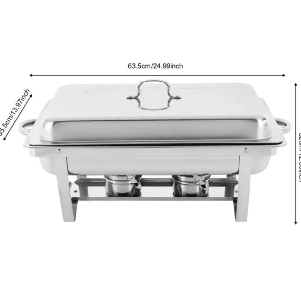 Buffetvarmer, chafing dish med 3 rum, kapacitet over 5 L, 410 rustfrit stål, bærbar til fest Sale