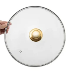 Buffetvarmer, chafing dish, rund 5 L, rustfrit stål, orange, med låg, 1 niveau, til buffet/catering