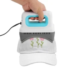 Damppresser>Cap varmepresse - Håndholdt presse - 300 W - 4 trin 130–190 °C - EU stik 220 V - Sikkerhedsbase & hattepude - Non-stick - Grøn/Hvid/Grå