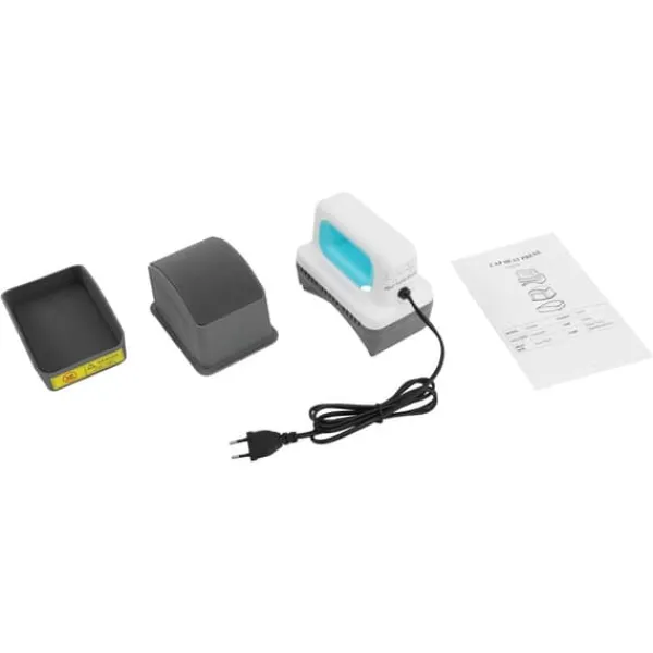 Damppresser>Cap varmepresse - Håndholdt presse - 300 W - 4 trin 130–190 °C - EU stik 220 V - Sikkerhedsbase & hattepude - Non-stick - Grøn/Hvid/Grå