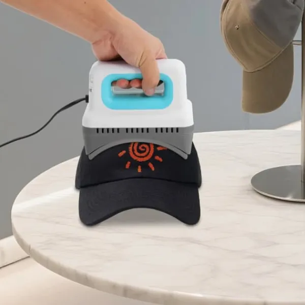 Damppresser>Cap varmepresse - Håndholdt presse - 300 W - 4 trin 130–190 °C - EU stik 220 V - Sikkerhedsbase & hattepude - Non-stick - Grøn/Hvid/Grå