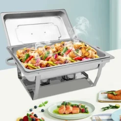 Tilbehør Til Madservering>Chafing Dish - Buffetvarmer - 9 L Kapacitet - Rustfrit Stål - Professionel - Til Buffet & Catering - Sort