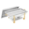 Chafing Dish - Buffetvarmer - 9 L Kapacitet - Rustfrit Stål - 2 Brænderholdere - Til fast sprit/bio-olie - 63x35x32 cm - Sølv/Guld Hot