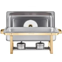 Chafing Dish Buffet Sæt, 4 stk 8 Qt, Rustfrit Stål, Guld, Catering Varmer Sale
