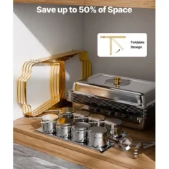 Chafing Dish Buffet Sæt, 4 stk 8 Qt, Rustfrit Stål, Guld, Catering Varmer Sale